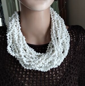 Multi Strand White Seashells Statement Necklace